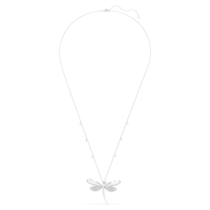Ciondolo e spilla Ariana Grande X Swarovski con perla di cristallo, tagli misti, libellula, bianco, placcato in rodio Ciondolo e spilla Ariana Grande X Swarovski con perla di cristallo, tagli misti, libellula, bianco, placcato in rodio