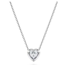 Ciondolo Eternity con diamanti sintetici 0,5 carati in totale, a forma di cuore, argento sterling