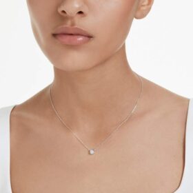 Ciondolo Eternity con diamanti sintetici 0,5 carati in totale, forma rotonda, argento sterling