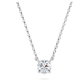 Ciondolo Eternity con diamanti sintetici 0,5 carati in totale, forma rotonda, argento sterling
