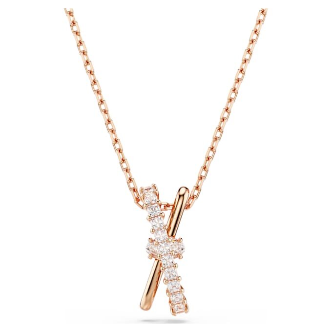 Ciondolo Hyperbola con tagli misti, intrecciato, bianco, placcato in oro rosa Ciondolo Hyperbola con tagli misti, intrecciato, bianco, placcato in oro rosa