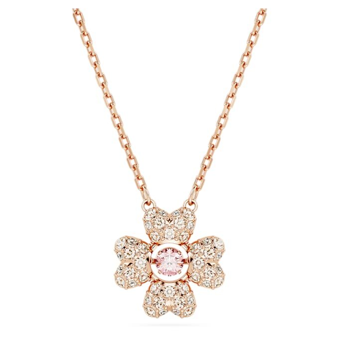 Ciondolo Idyllia a forma di trifoglio, bianco, placcato oro rosa Ciondolo Idyllia a forma di trifoglio, bianco, placcato oro rosa
