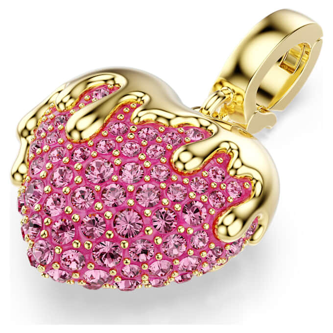 Ciondolo Idyllia a taglio rotondo, a forma di cuore, rosa, placcato in oro Ciondolo Idyllia a taglio rotondo, a forma di cuore, rosa, placcato in oro