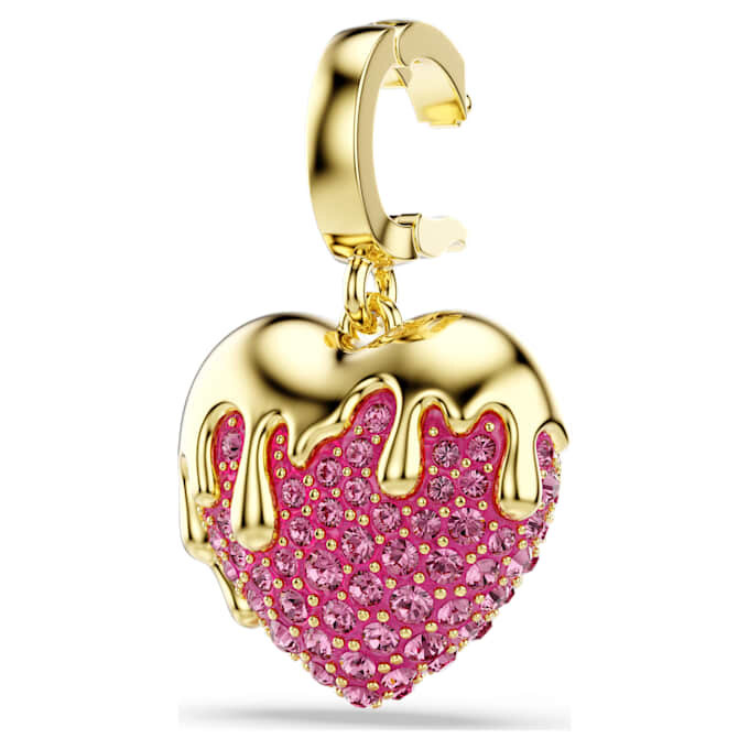 Ciondolo Idyllia a taglio rotondo, a forma di cuore, rosa, placcato in oro Ciondolo Idyllia a taglio rotondo, a forma di cuore, rosa, placcato in oro