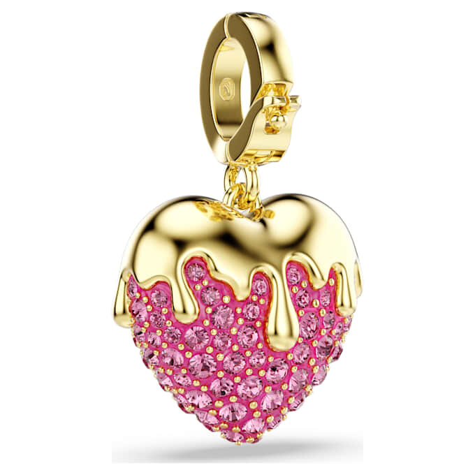 Ciondolo Idyllia a taglio rotondo, a forma di cuore, rosa, placcato in oro Ciondolo Idyllia a taglio rotondo, a forma di cuore, rosa, placcato in oro