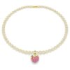 Ciondolo Idyllia a taglio rotondo, a forma di cuore, rosa, placcato in oro Ciondolo Idyllia a taglio rotondo, a forma di cuore, rosa, placcato in oro