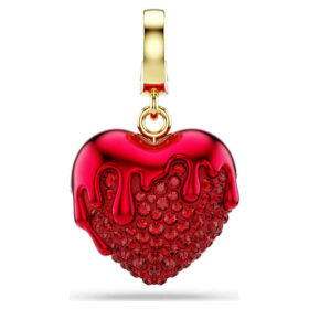 Ciondolo Idyllia a taglio rotondo, a forma di cuore, rosso, placcato oro