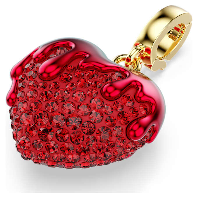 Ciondolo Idyllia a taglio rotondo, a forma di cuore, rosso, placcato oro Ciondolo Idyllia a taglio rotondo, a forma di cuore, rosso, placcato oro