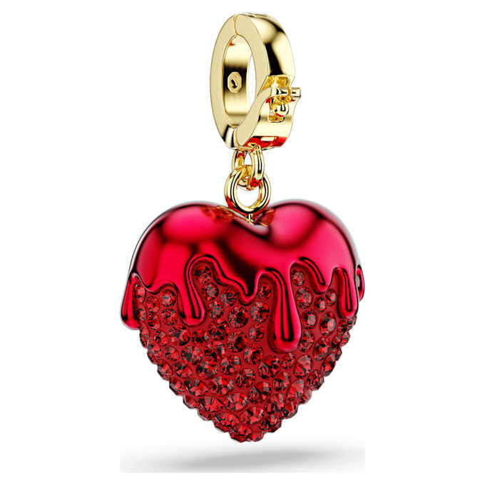 Ciondolo Idyllia a taglio rotondo, a forma di cuore, rosso, placcato oro Ciondolo Idyllia a taglio rotondo, a forma di cuore, rosso, placcato oro