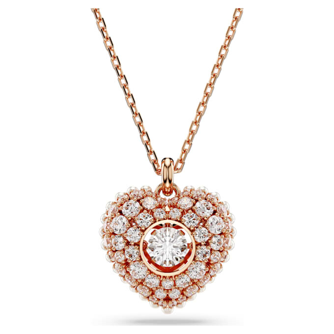 Ciondolo Idyllia con perla di cristallo, a forma di cuore, bianco, placcato in oro rosa Ciondolo Idyllia con perla di cristallo, a forma di cuore, bianco, placcato in oro rosa