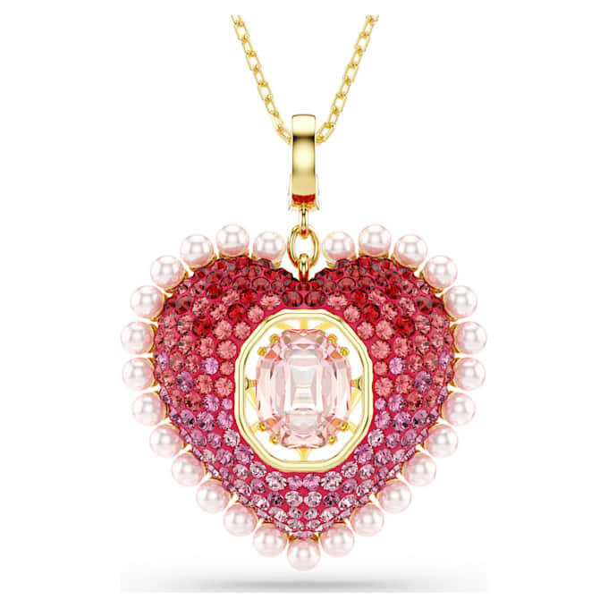 Ciondolo Idyllia con tagli misti, a forma di cuore, rosa, placcato in oro rosa Ciondolo Idyllia con tagli misti, a forma di cuore, rosa, placcato in oro rosa