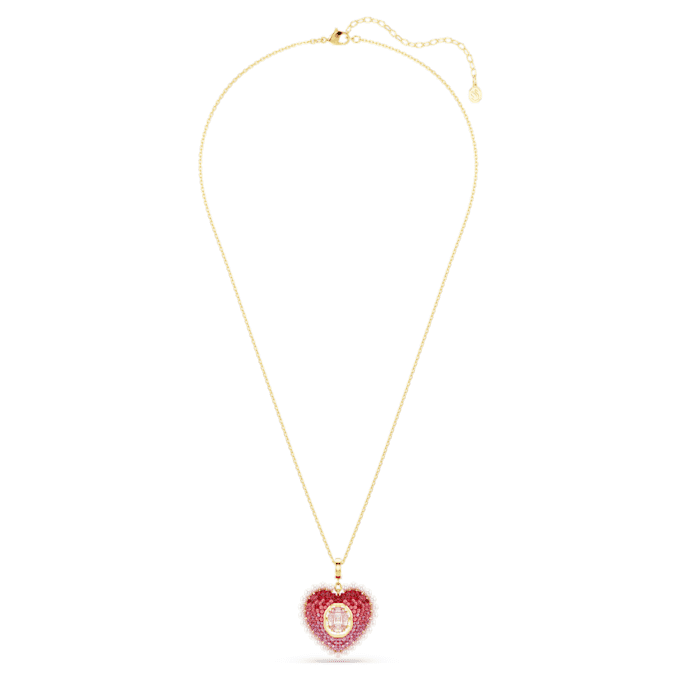 Ciondolo Idyllia con tagli misti, a forma di cuore, rosa, placcato in oro rosa Ciondolo Idyllia con tagli misti, a forma di cuore, rosa, placcato in oro rosa