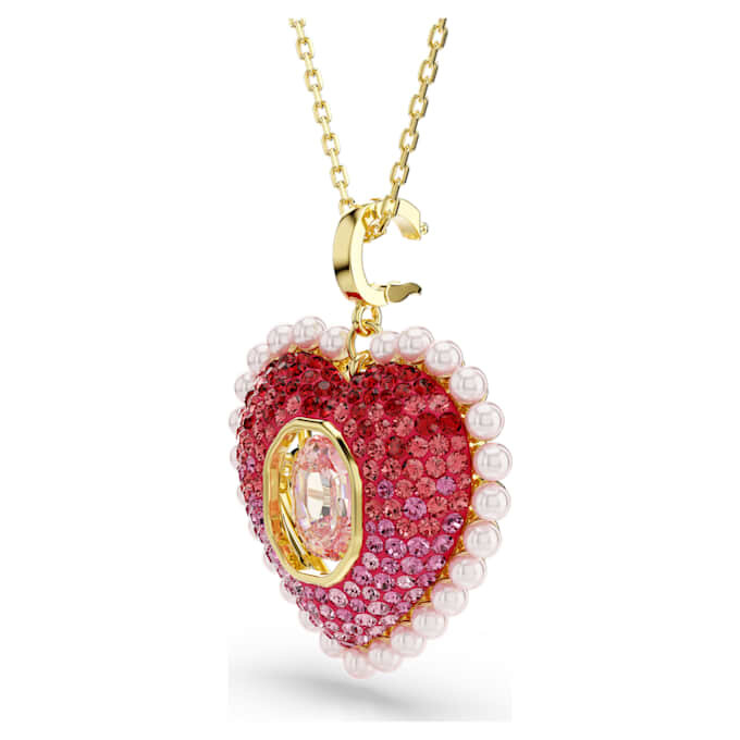 Ciondolo Idyllia con tagli misti, a forma di cuore, rosa, placcato in oro rosa Ciondolo Idyllia con tagli misti, a forma di cuore, rosa, placcato in oro rosa