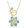 Ciondolo Idyllia con tagli misti, a forma di fiore, blu, placcato in oro Ciondolo Idyllia con tagli misti, a forma di fiore, blu, placcato in oro