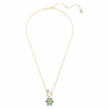 Ciondolo Idyllia con tagli misti, a forma di fiore, blu, placcato in oro Ciondolo Idyllia con tagli misti, a forma di fiore, blu, placcato in oro