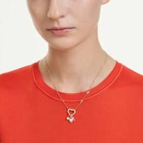 Ciondolo Idyllia con tagli misti, cuore, chiave, rosa, placcato oro