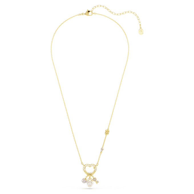 Ciondolo Idyllia con tagli misti, cuore, chiave, rosa, placcato oro Ciondolo Idyllia con tagli misti, cuore, chiave, rosa, placcato oro