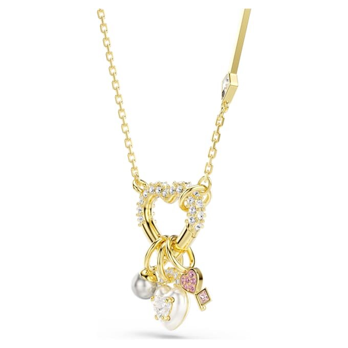 Ciondolo Idyllia con tagli misti, cuore, chiave, rosa, placcato oro Ciondolo Idyllia con tagli misti, cuore, chiave, rosa, placcato oro