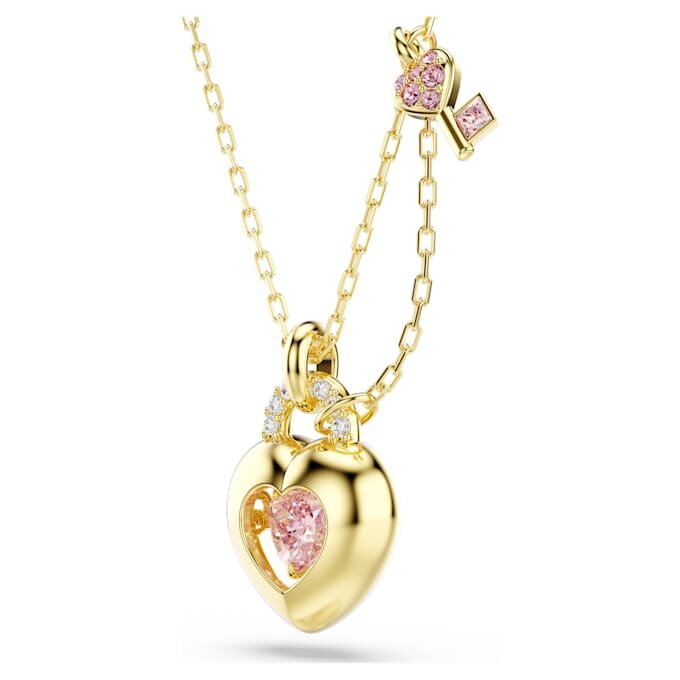 Ciondolo Idyllia con tagli misti, cuore, chiave, rosa, placcato oro Ciondolo Idyllia con tagli misti, cuore, chiave, rosa, placcato oro