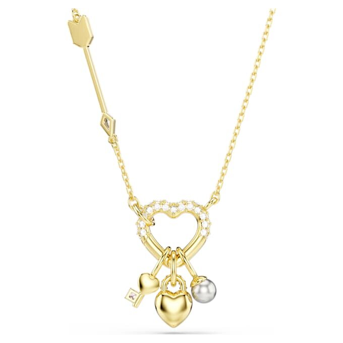 Ciondolo Idyllia con tagli misti, cuore, chiave, rosa, placcato oro Ciondolo Idyllia con tagli misti, cuore, chiave, rosa, placcato oro