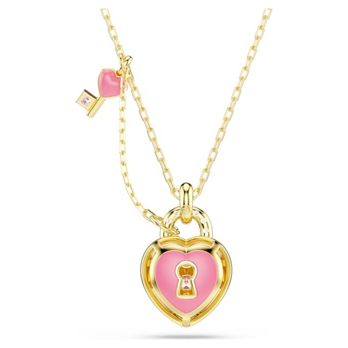 Ciondolo Idyllia con tagli misti, cuore, chiave, rosa, placcato oro Ciondolo Idyllia con tagli misti, cuore, chiave, rosa, placcato oro
