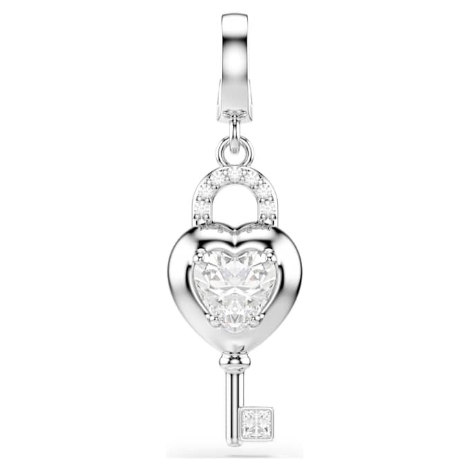 Ciondolo Idyllia con tagli misti, cuore con chiave, bianco, placcato in rodio Ciondolo Idyllia con tagli misti, cuore con chiave, bianco, placcato in rodio