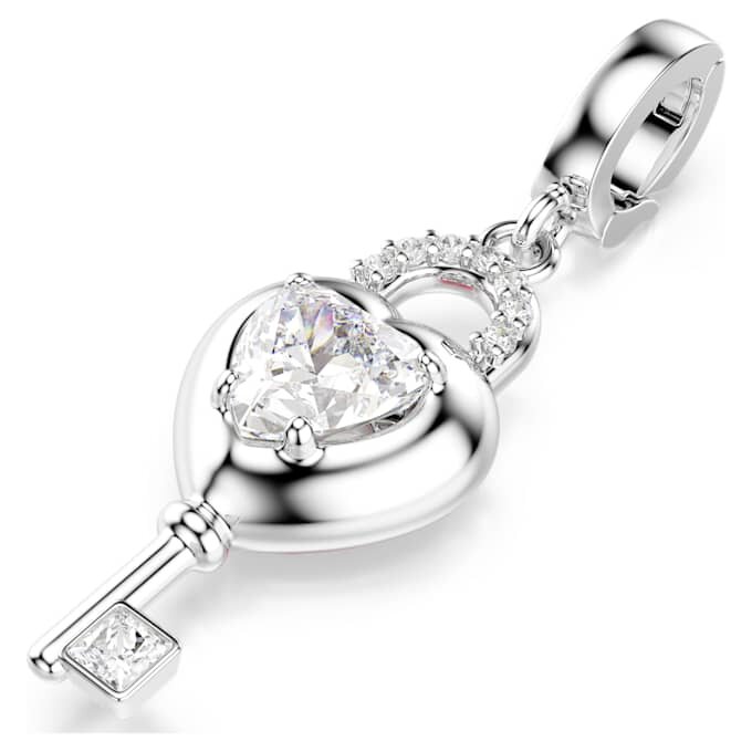 Ciondolo Idyllia con tagli misti, cuore con chiave, bianco, placcato in rodio Ciondolo Idyllia con tagli misti, cuore con chiave, bianco, placcato in rodio