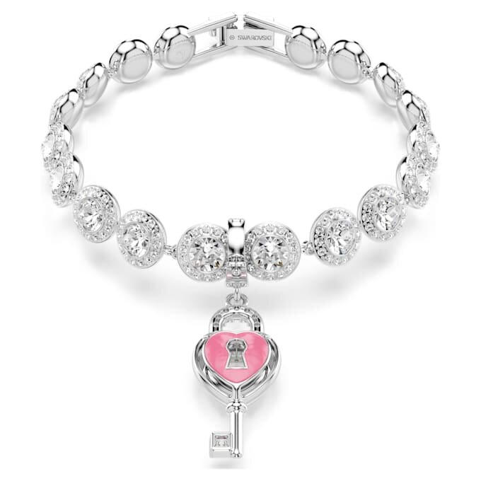 Ciondolo Idyllia con tagli misti, cuore con chiave, bianco, placcato in rodio Ciondolo Idyllia con tagli misti, cuore con chiave, bianco, placcato in rodio