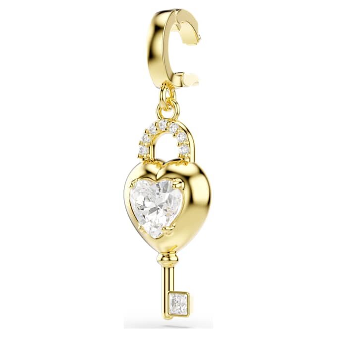 Ciondolo Idyllia con tagli misti, cuore con chiave, bianco, placcato oro Ciondolo Idyllia con tagli misti, cuore con chiave, bianco, placcato oro