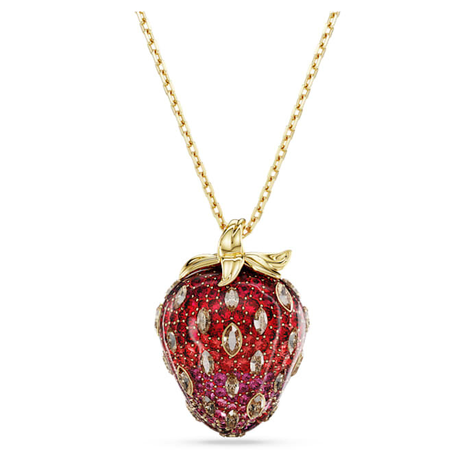 Ciondolo Idyllia con tagli misti, fragola, rosso, placcato oro Ciondolo Idyllia con tagli misti, fragola, rosso, placcato oro