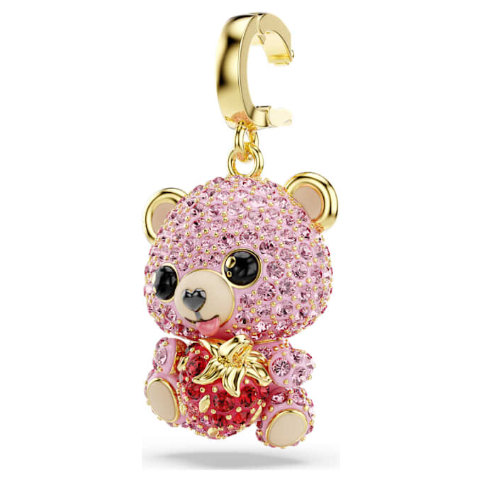 Ciondolo Idyllia con tagli misti, orsacchiotto, rosa, placcato oro Ciondolo Idyllia con tagli misti, orsacchiotto, rosa, placcato oro