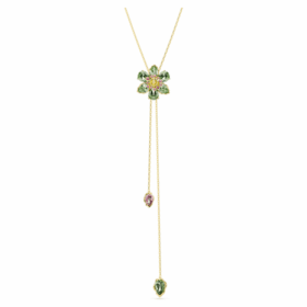 Ciondolo Idyllia Y con tagli misti, fiore, multicolore, placcato oro
