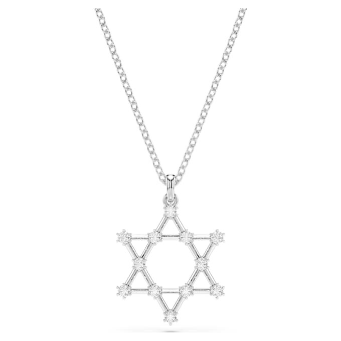 Ciondolo Insigne a taglio rotondo, a forma di stella, bianco, placcato in rodio Ciondolo Insigne a taglio rotondo, a forma di stella, bianco, placcato in rodio