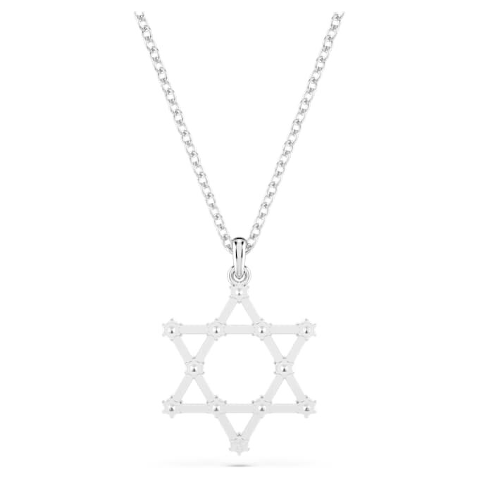 Ciondolo Insigne a taglio rotondo, a forma di stella, bianco, placcato in rodio Ciondolo Insigne a taglio rotondo, a forma di stella, bianco, placcato in rodio