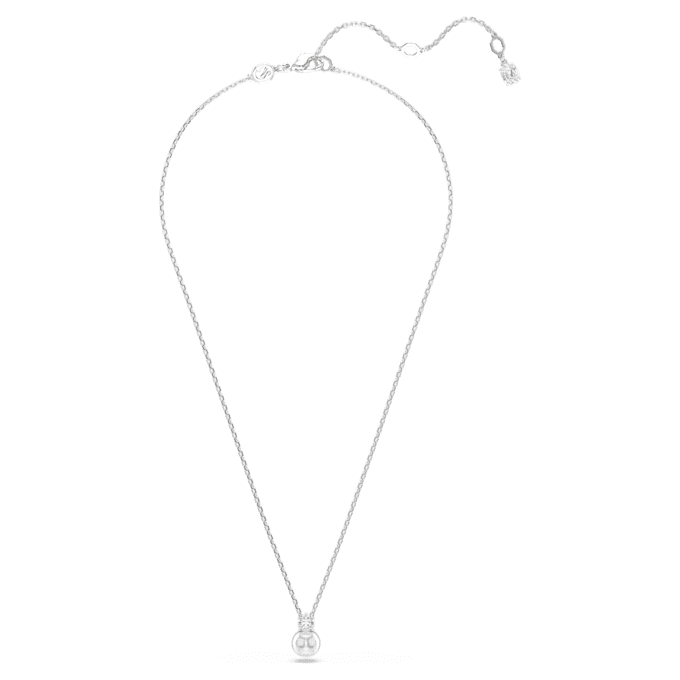 Ciondolo Matrix con perla di cristallo, taglio rotondo, bianco, placcato in rodio Ciondolo Matrix con perla di cristallo, taglio rotondo, bianco, placcato in rodio