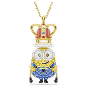 Ciondolo Minions King Bob con pavé, multicolore, placcato oro