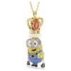Ciondolo Minions King Bob con pavé, multicolore, placcato oro