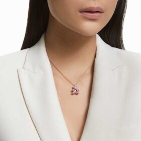 Ciondolo orsacchiotto, rosa, placcato oro rosa