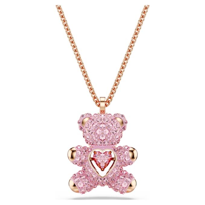 Ciondolo orsacchiotto, rosa, placcato oro rosa Ciondolo orsacchiotto, rosa, placcato oro rosa