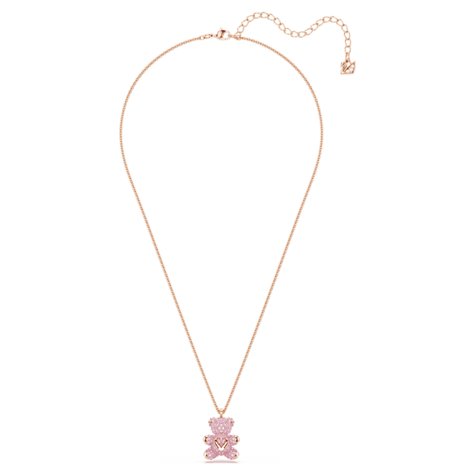 Ciondolo orsacchiotto, rosa, placcato oro rosa Ciondolo orsacchiotto, rosa, placcato oro rosa
