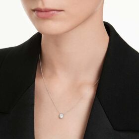 Ciondolo ottagonale con diamanti sintetici 0,5 Ct Tw, forma ottagonale, oro bianco 14K