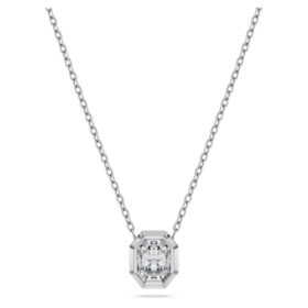 Ciondolo ottagonale con diamanti sintetici 0,5 Ct Tw, forma ottagonale, oro bianco 14K