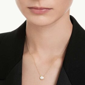 Ciondolo ottagonale con diamanti sintetici da 1,0 carati in totale, forma ottagonale, oro giallo 14K