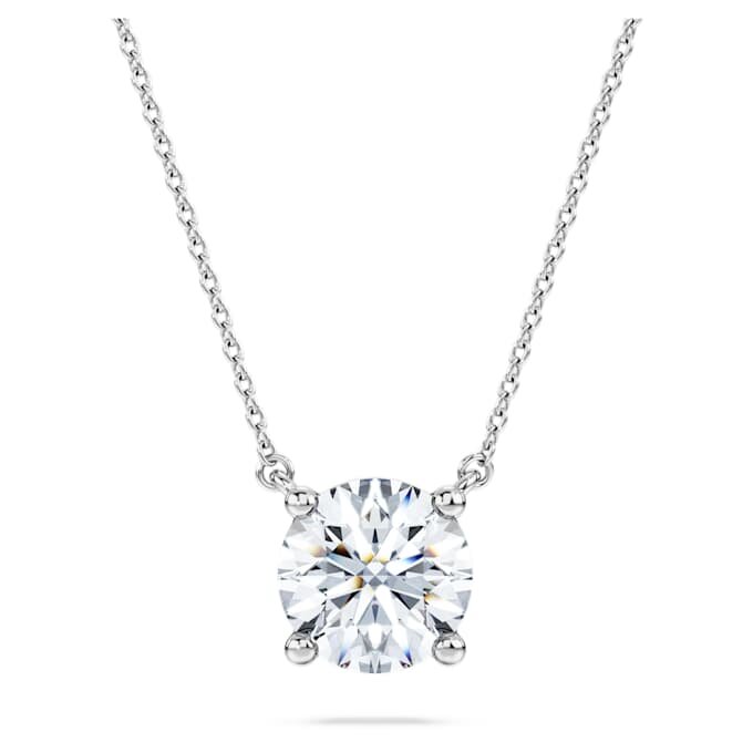 Ciondolo solitario Eternity con diamanti sintetici da 2 carati in totale, forma rotonda, oro bianco 14K Ciondolo solitario Eternity con diamanti sintetici da 2 carati in totale, forma rotonda, oro bianco 14K