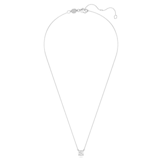 Ciondolo solitario Eternity con diamanti sintetici da laboratorio 1 Ct Tw, forma rotonda, oro bianco 14K Ciondolo solitario Eternity con diamanti sintetici da laboratorio 1 Ct Tw, forma rotonda, oro bianco 14K
