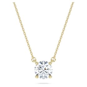 Ciondolo solitario Eternity con diamanti sintetici da laboratorio 1 Ct Tw, forma rotonda, oro giallo 14K