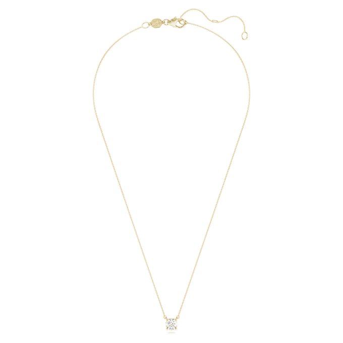 Ciondolo solitario Eternity con diamanti sintetici da laboratorio 1 Ct Tw, forma rotonda, oro giallo 14K Ciondolo solitario Eternity con diamanti sintetici da laboratorio 1 Ct Tw, forma rotonda, oro giallo 14K