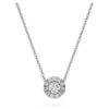 Ciondolo solitario Eternity Halo con diamanti sintetici 0,23 ct totali, forma rotonda, argento sterling Ciondolo solitario Eternity Halo con diamanti sintetici 0,23 ct totali, forma rotonda, argento sterling