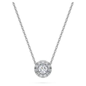 Ciondolo solitario Eternity Halo con diamanti sintetici 0,23 ct totali, forma rotonda, argento sterling
