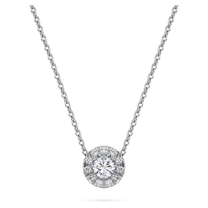 Ciondolo solitario Eternity Halo con diamanti sintetici 0,23 ct totali, forma rotonda, argento sterling Ciondolo solitario Eternity Halo con diamanti sintetici 0,23 ct totali, forma rotonda, argento sterling